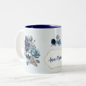 Joli Blue Personnalisé Rose café thé Mug (Devant gauche)