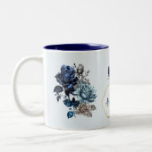 Joli Blue Personnalisé Rose café thé Mug (Gauche)