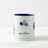 Joli Blue Personnalisé Rose café thé Mug (Centre)