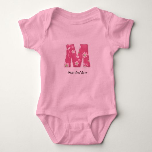 Joli body à tutu bébé avec monogramme rose (Devant)