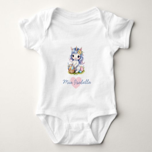Joli body pour bébé licorne de Pâques / Printemps (Devant)