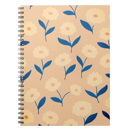 Joli Boho Chic Orange Fleurs Carnet (Devant)