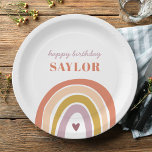 Joli Boho Rainbow Peach Blush Anniversaire<br><div class="desc">Cute Boho Rainbow Peach Blush Birthday Paper Plates présente un adorable duo d'arc-en-ciel dans les tons rose,  blush,  moutarde,  aqua et marine,  ainsi que la calligraphie moderne.</div>