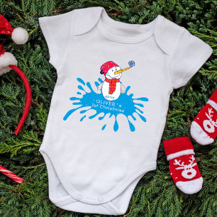 Joli Bonhomme de Neige Bébé's Premier Noël Body po