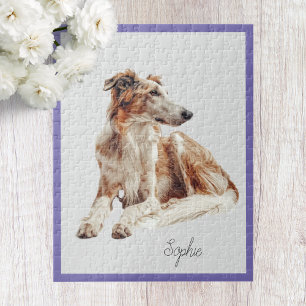 Joli Borzoi Chien Personnalisé Puzzle Puzzle