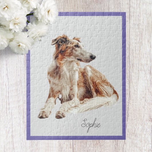 Joli Borzoi Chien Personnalisé Puzzle Puzzle