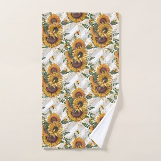 Joli Bouquet de tournesol jaune abeilles (Serviette à main)