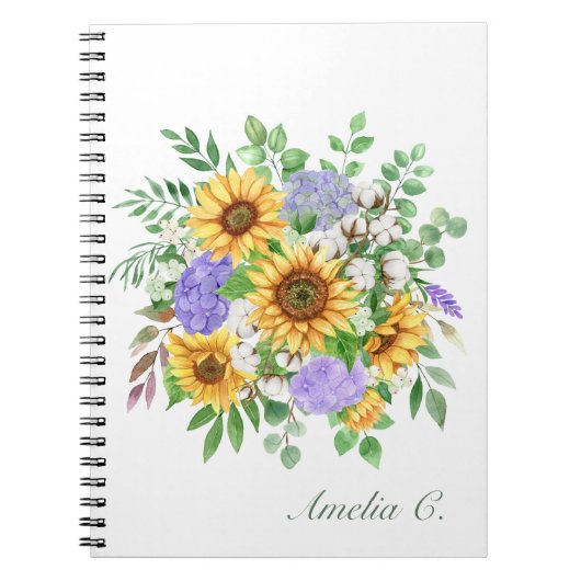 Joli bouquet de tournesol moderne Carnet blanc (Devant)