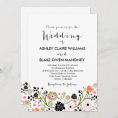 Joli Bouquet Faire-part de mariage Floral (Devant / Derrière)