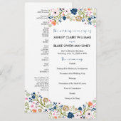 Joli Bouquet Floral Wedding Programme | Marine (Devant / Derrière)