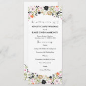 Joli Bouquet Floral Wedding Programme | Noir (Devant / Derrière)