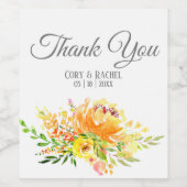 Joli Bouquet Mariage Merci Vin Étiquette (Étiquettes simples)