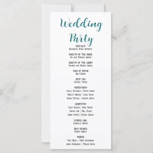 Joli Bouton Bleu Programme de mariage blanc (Dos)