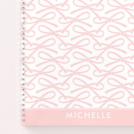 Joli Bow rose Nom personnalisé Carnet spiral