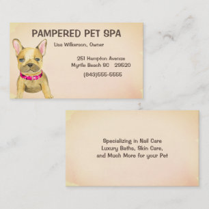 Joli Brown Bulldog Pet Groomer Carte de visite