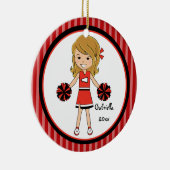 Joli Brown Haired Pom-pom girl Ornement de Noël (Droite)