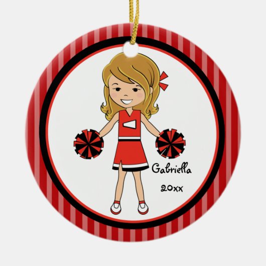 Joli Brown Haired Pom-pom girl Ornement de Noël (Devant)