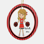 Joli Brown Haired Pom-pom girl Ornement de Noël (Gauche)
