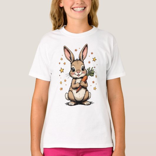 Joli Bunny & Carottes T-Shirt Design (Devant)