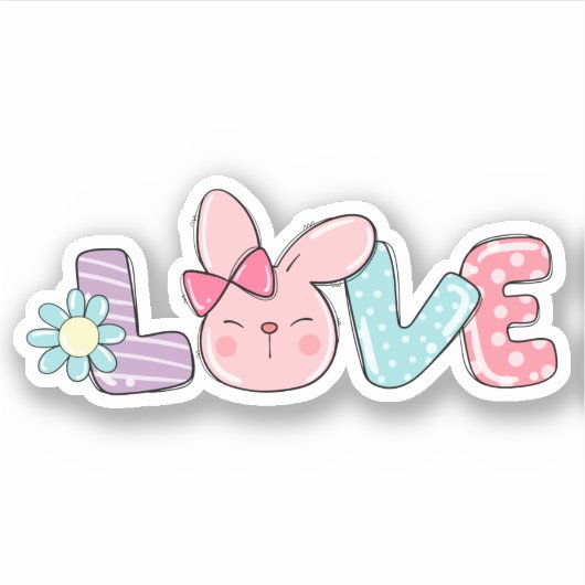 Joli Bunny de Pâques Aimer Sticker en Vinyle de pr (Devant)
