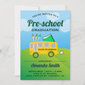 Joli bus scolaire Préscolaire Invitation à l'obten (Devant)