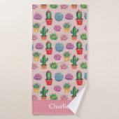 Joli Cactus Rose (Serviette de bain)