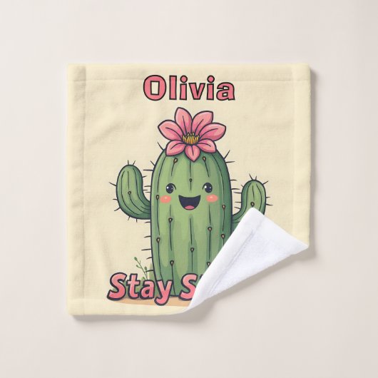 Joli Cactus Sourire "Restez Vif !" (Gant de toilette)