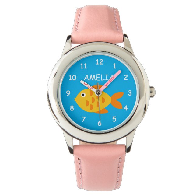 Joli cadeau de montre enfant de poisson rouge avec (devant)