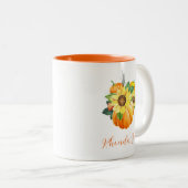 Joli café Citrouille d'automne à deux tons Mug (Devant droit)