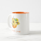 Joli café Citrouille d'automne à deux tons Mug (Devant gauche)