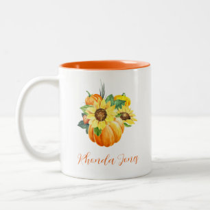 Joli café Citrouille d'automne à deux tons Mug