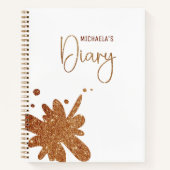 Joli cahier avec éclaboussures de paillettes dorée (Devant)