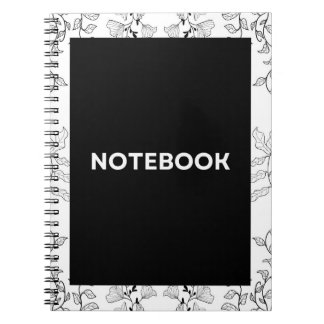 Joli cahier esthétique floral noir et blanc