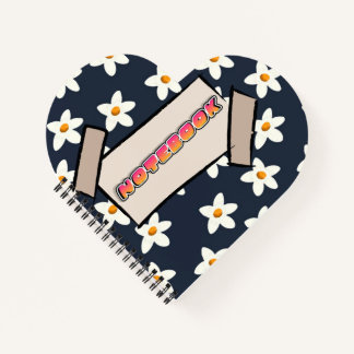 Joli cahier floral blanc Bleu marine et orange