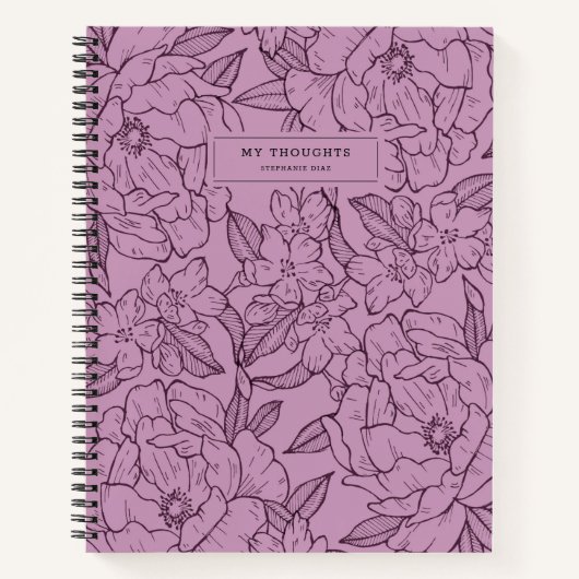 Joli cahier moderne à motif floral violet (Devant)