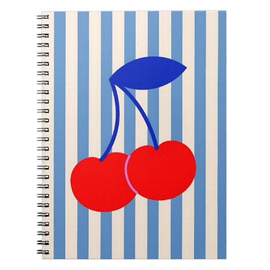 Joli cahier rayé cerise rétro (Devant)