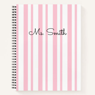 Joli cahier rayé pastel rose motif