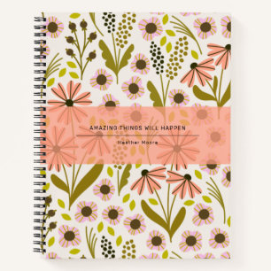 Joli cahier spiralé à motif multi-fleurs mignon