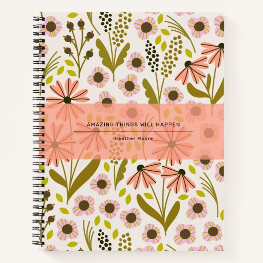 Joli cahier spiralé à motif multi-fleurs mignon (Devant)