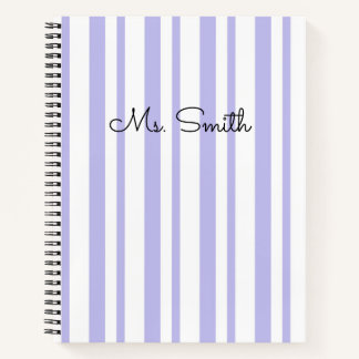 Joli cahier violet à motif rayé pastel