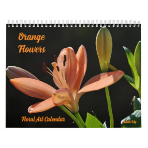 Joli Calendrier Fleurs Orange Art Floral