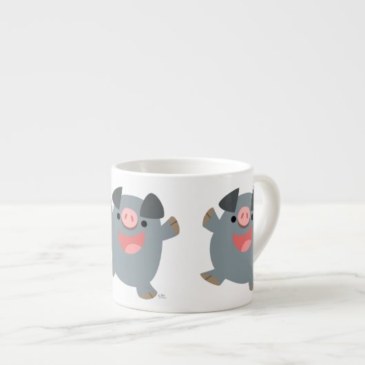 Joli caricature Cochon gonflé Espresso Mug (Devant droit)