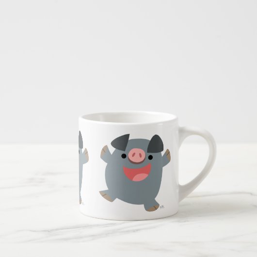 Joli caricature Cochon gonflé Espresso Mug (Droite)