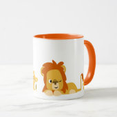 Joli caricature Lion Papa et Cub Mug (Devant droit)