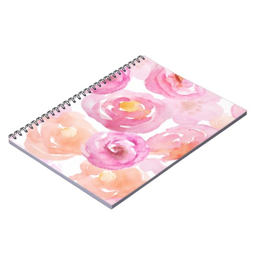 Joli Carnet à fleurs rose et orange (Côté gauche)