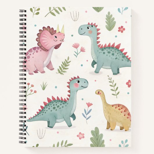 Joli Carnet de dinosaures aquarelle pour enfants (Devant)