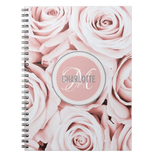 Joli carnet de nom monogrammé rose pâle (Devant)