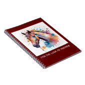 Joli carnet en spirale de cheval aquarelle. (Côté Droit)
