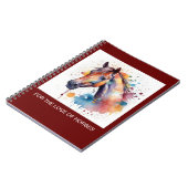 Joli carnet en spirale de cheval aquarelle. (Côté gauche)