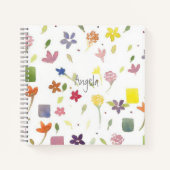 Joli Carnet Fleur Aquarelle Fille Mignonne (Devant)